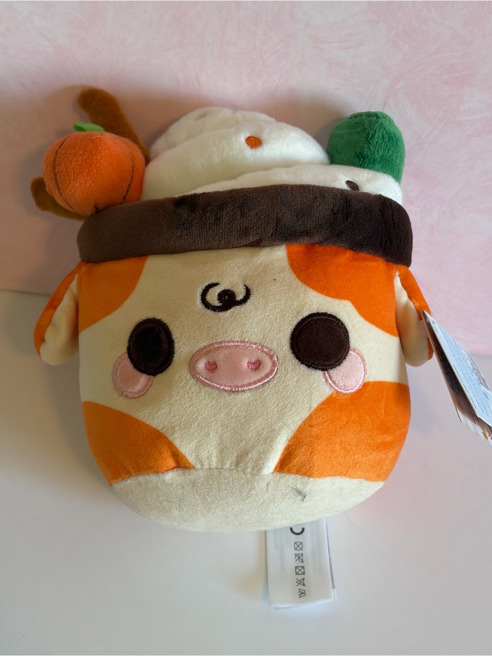BNWT HTF pumpkin spice mini moo shake plush goals by cuddle barn